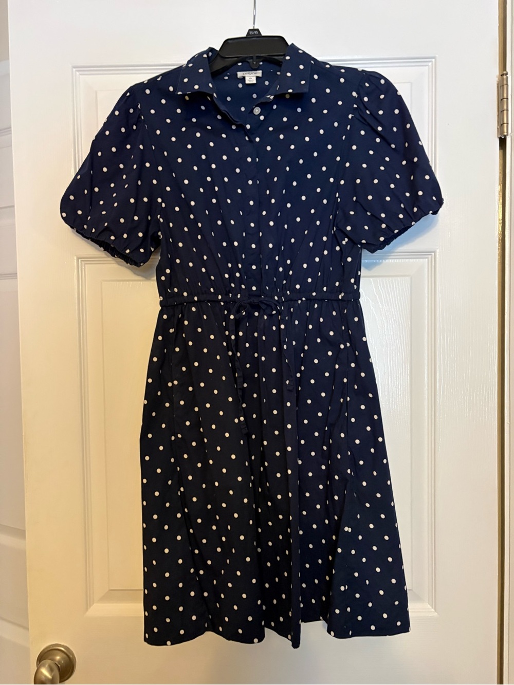 J. Crew Navy Polka Dot Collared Shirt Dress